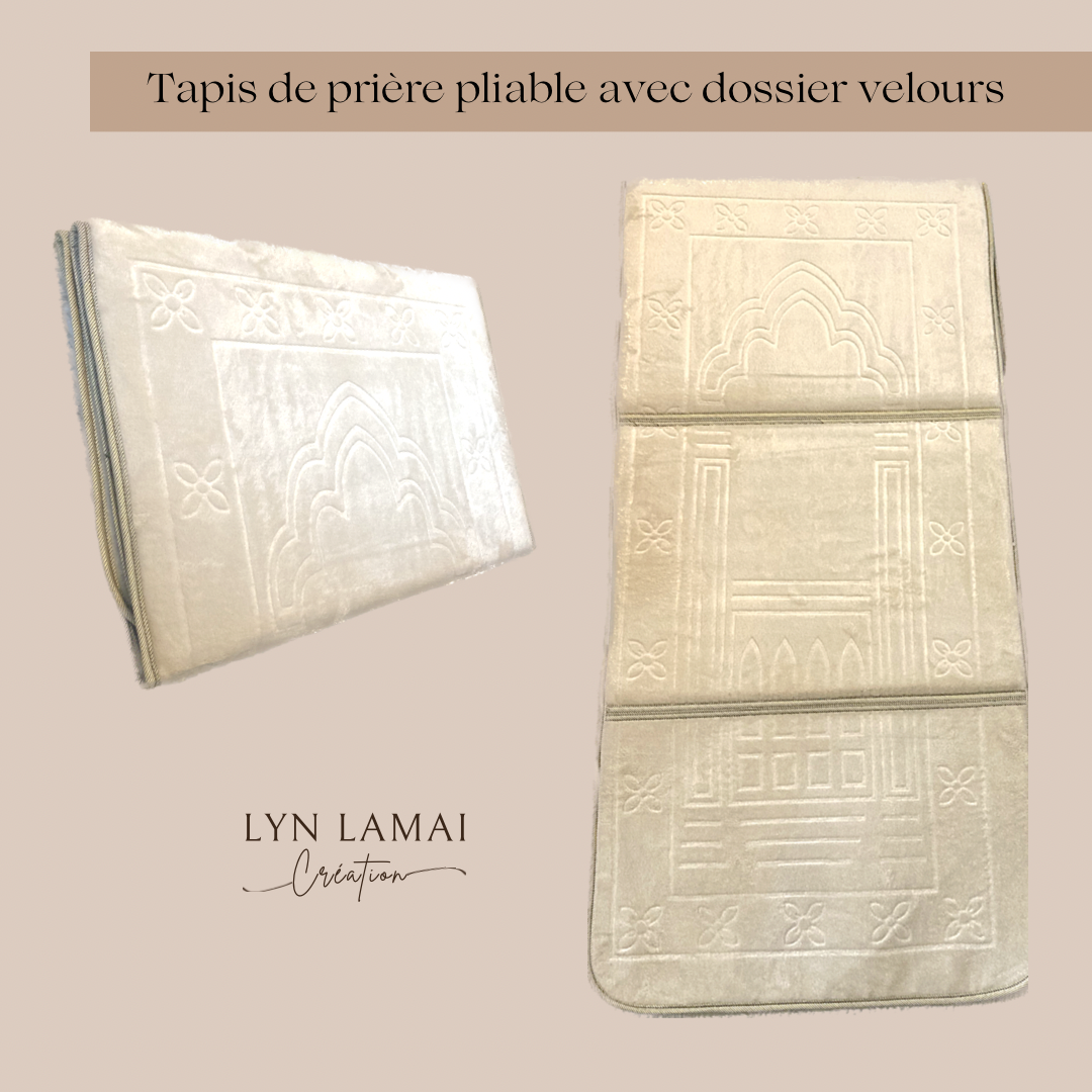 Tapis de prière pliable avec dossier velours